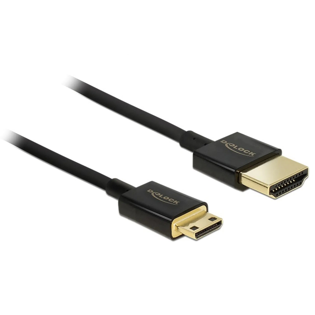 Black HDMI to Mini HDMI Type-C cable, gold-plated connectors, 1m