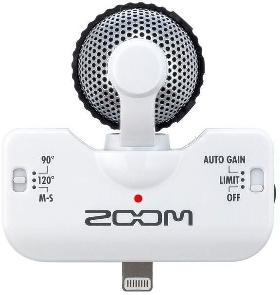 iQ5 microphone base with AUTO GAIN and LIMIT OFF controls and black mesh grille