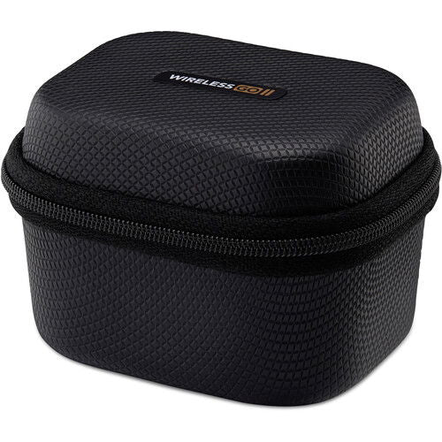 Carcasa de carga negra con textura para Wireless GO II, estuche rígido cerrado