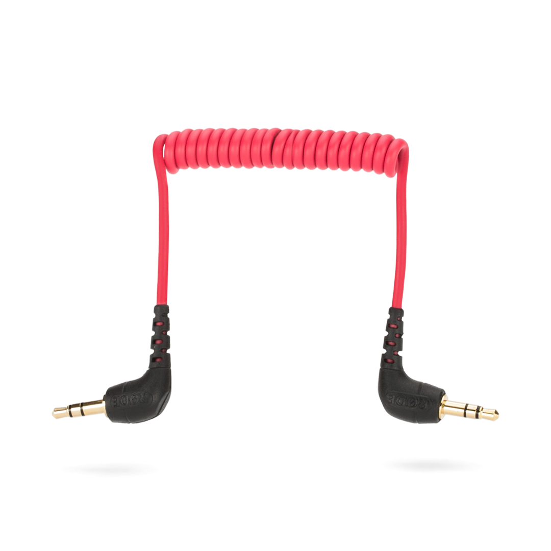 Cablu 3,5 mm TRS coiled roșu cu mufe metalice