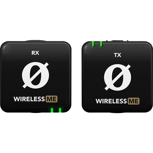 Rode Wireless ME RX și TX, două receptoare negre cu indicatoare verzi