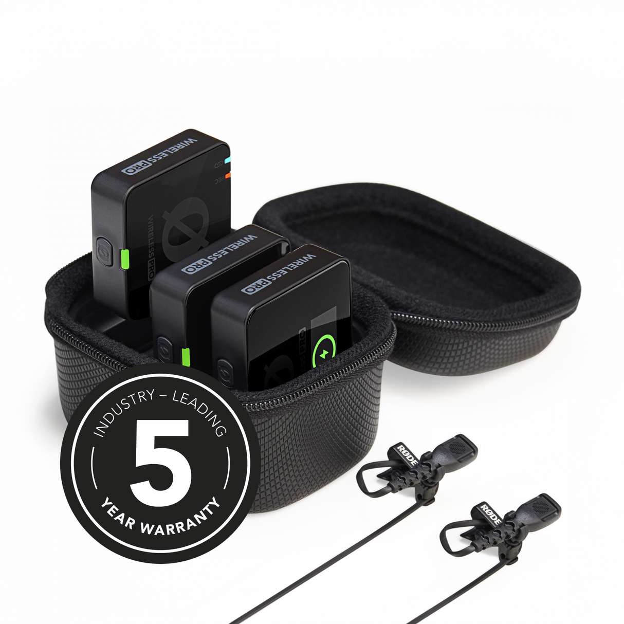 Sistem microfon wireless dual Rode Wireless Pro cu husa si emitatoare, cabluri incluse