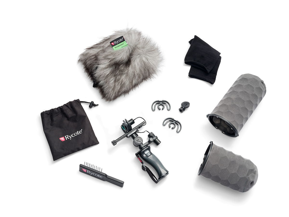 Accesorii kit protecție microfon: capac pufos, husă gri și cușcă fagure