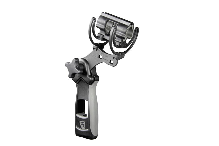 Suport antisoc pentru microfon shotgun 19/34 mm, cu mâner, negru/gri