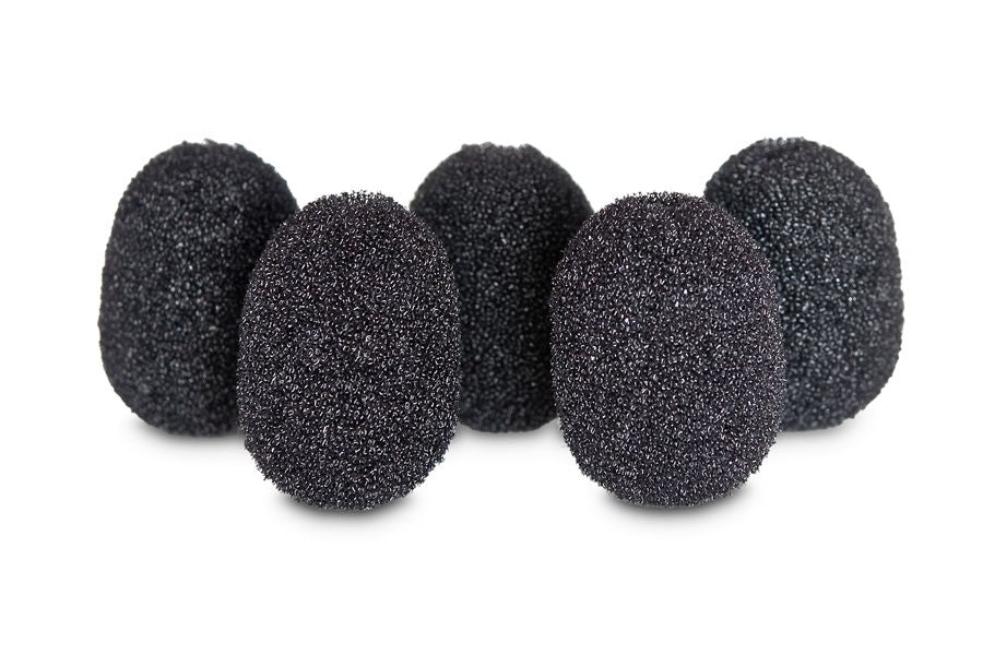 Set 5 bureți spumă protecție pentru lavalieră, negru, formă rotundă