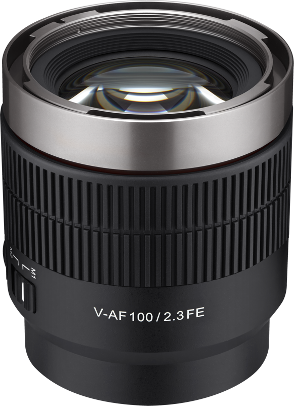 V-AF 100mm T2.3 FE lens, open front showing glass elements