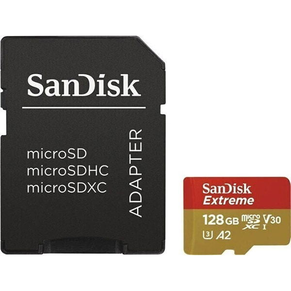 Extreme microSDXC 128GB V30 memory card with SD adapter, A2