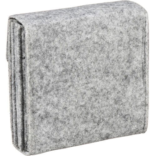 Husă pentru 3 filtre, material textil gri, vedere laterală cu margini cusute