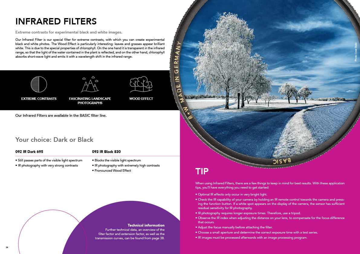 Filtru foto UV/IR, vedere laterală circulară, margine neagră