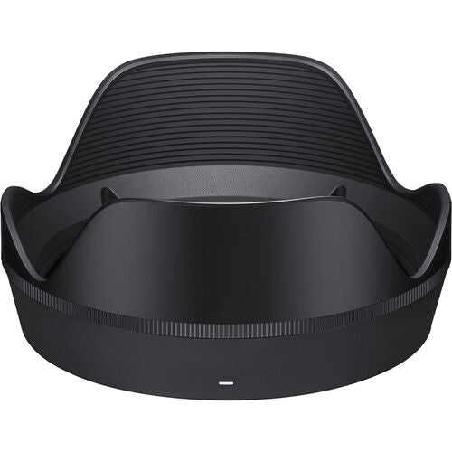 Lens hood close-up with ridged grip edge, black finish