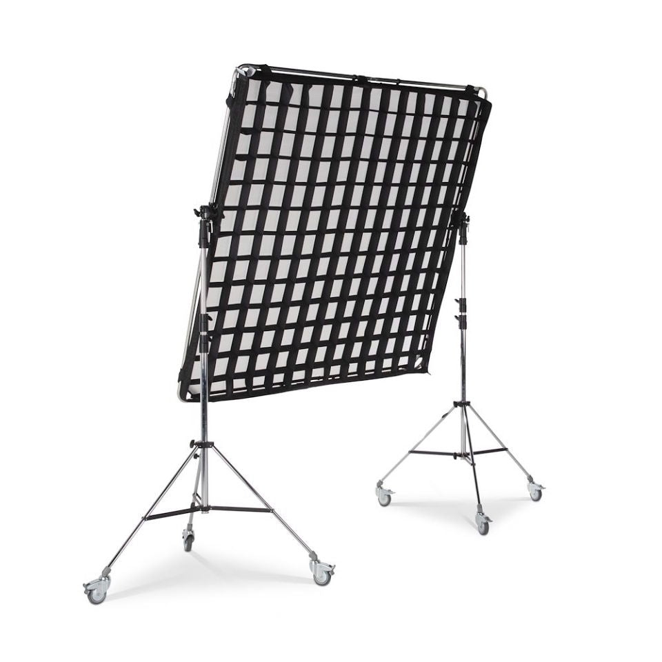 Black SNAPGRID backdrop grid, 2m x 2m, on rolling stand