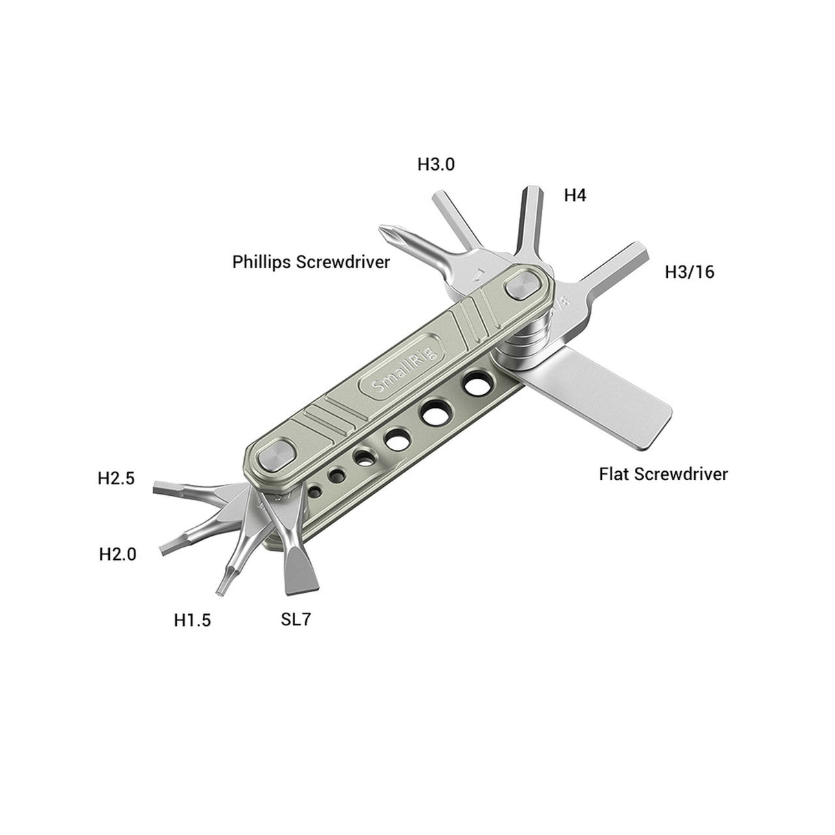Multi-bit screwdriver set with Phillips and flat tips, adjustable wrench-style tool