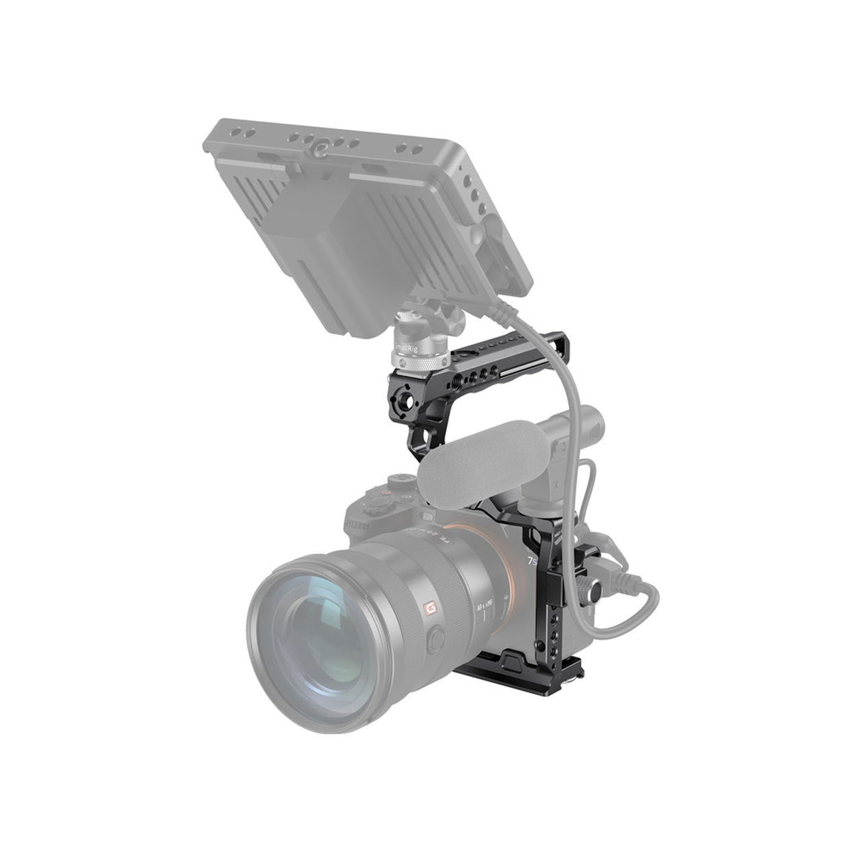 Half cage kit with monitor mount and dual handgrips, silver/gray