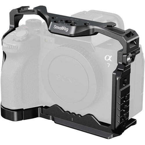 Full camera cage with top handle mounts, black metal frame for mirrorless cameras