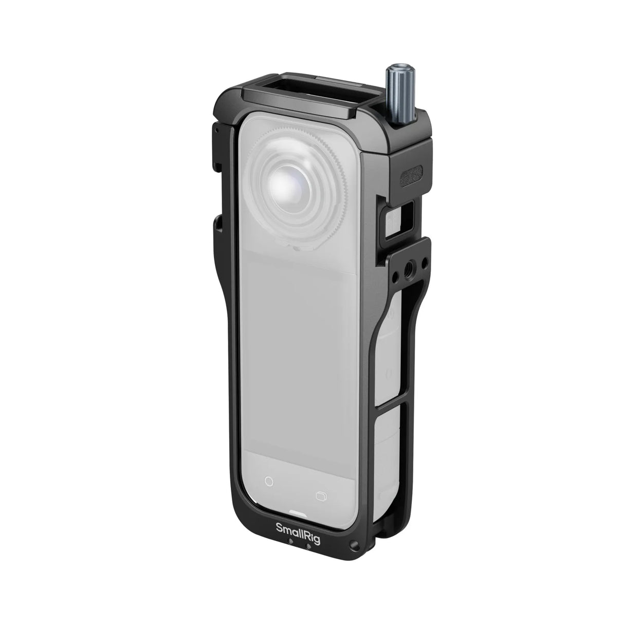 Dark gray/black camera cage with top mount and side openings