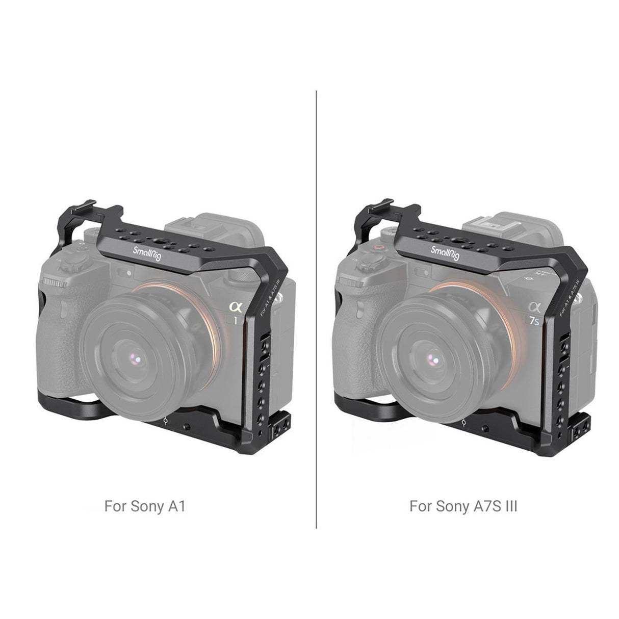 Full camera cage versions for Sony A1 and A7S III, black metal frame