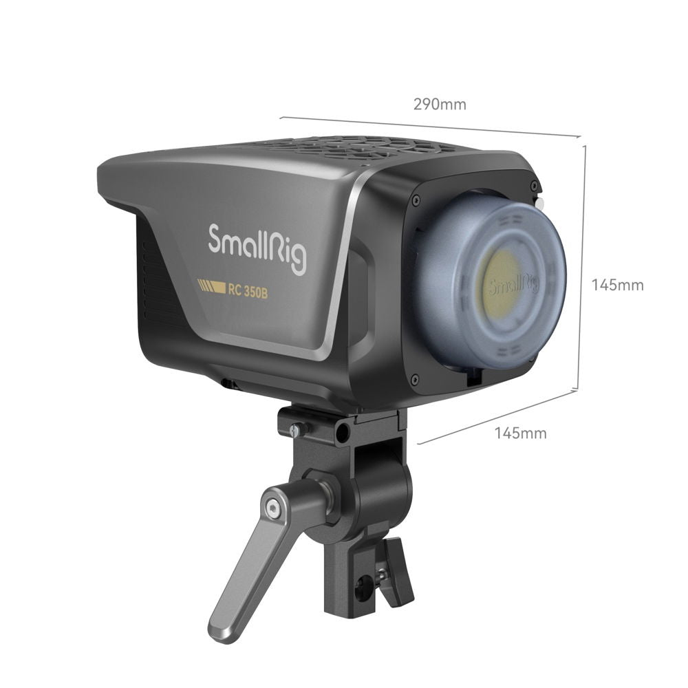 Bicolor COB video LED light with size labels (290mm wide, 145mm high)