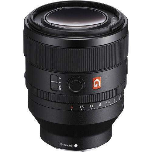 Sony FE 50mm F1.2 GM E-mount camera lens, black with focus and aperture markings