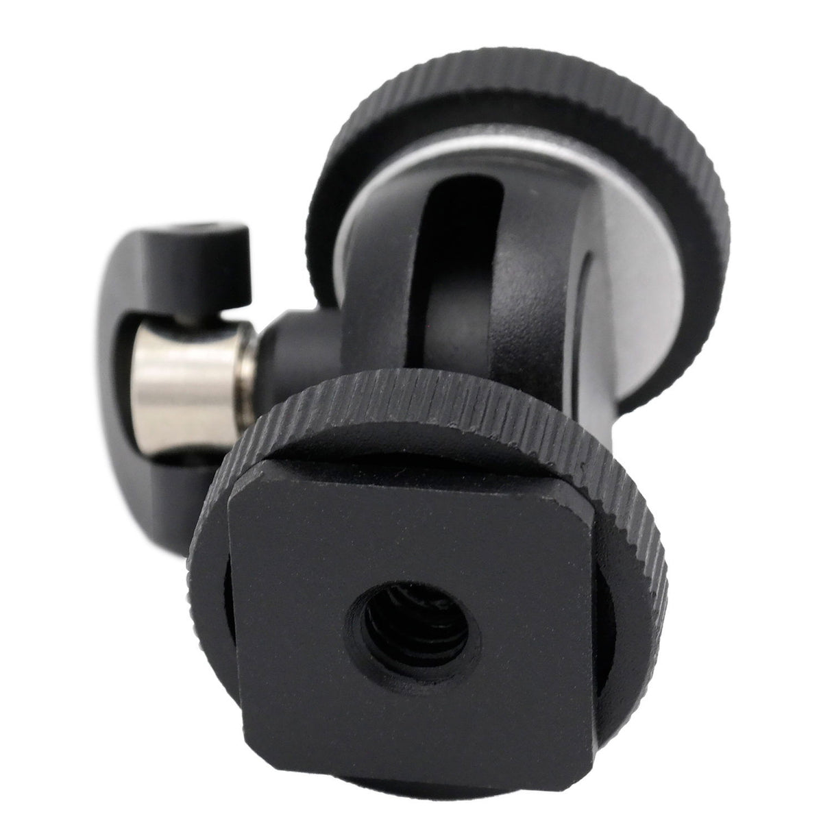 Mini tilt support underside view, black base with visible 1/4 threaded socket