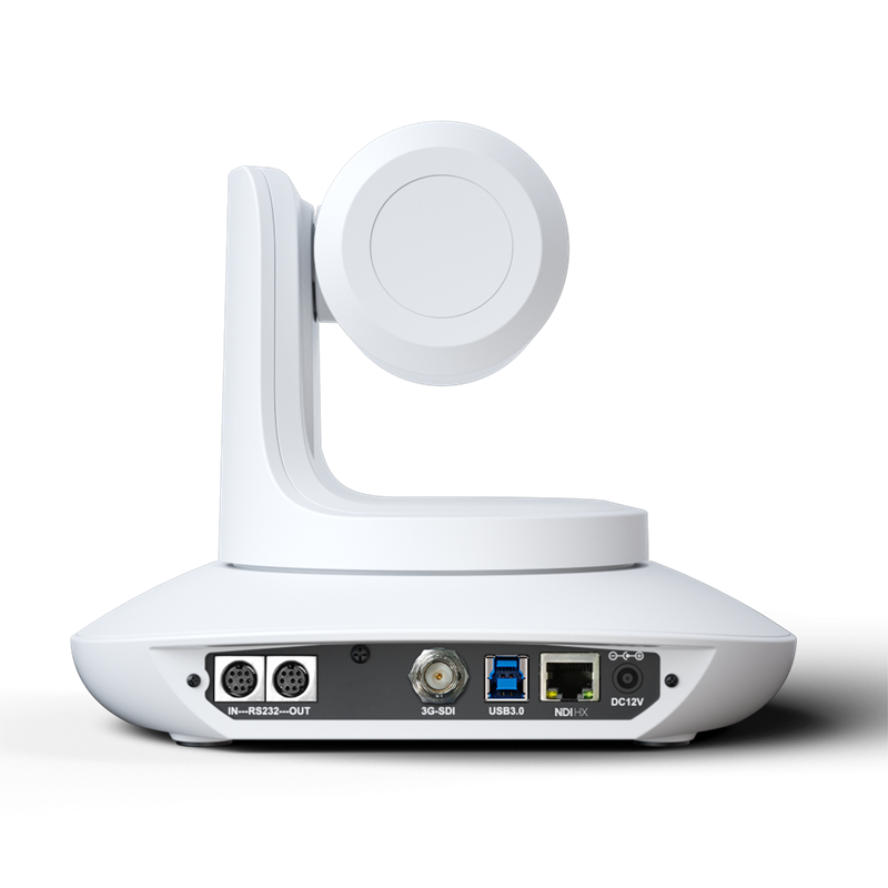 Cameră PTZ Telycam Drive+ SE, vedere spate cu porturi: IR, 3G-SDI, USB, NDI, DC12V.