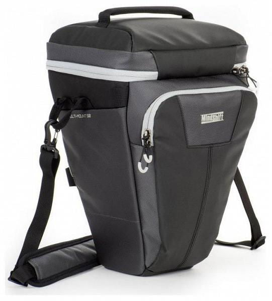 Photo holster bag 50, dark gray with side panel zip pocket and adjustable strap