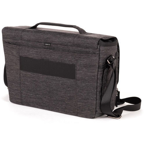 Think Tank Vision 15 camera bag side view with adjustable shoulder strap, dark olive/gray