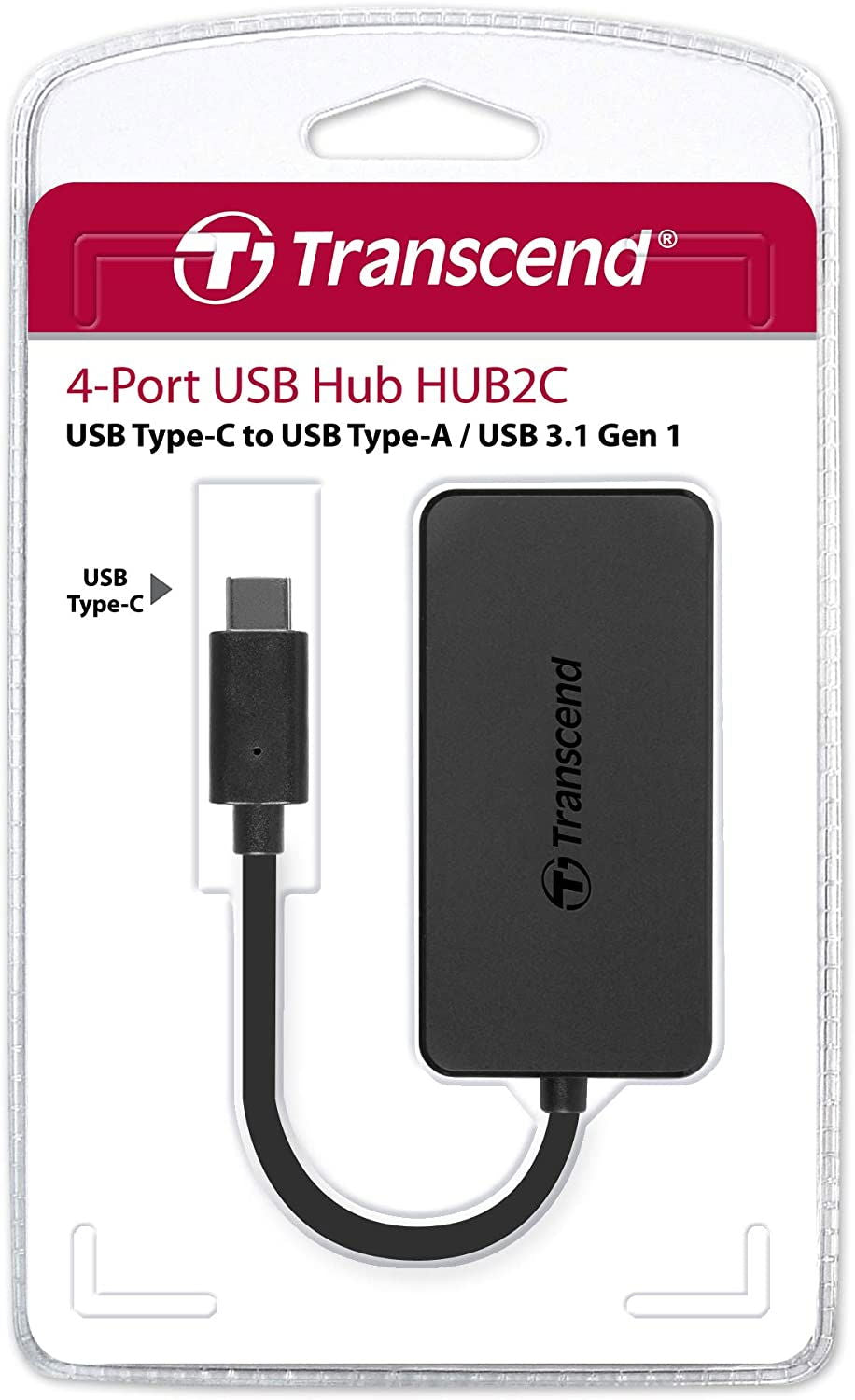 Transcend 4‑Port USB Type‑C hub with USB‑A and USB 3.1 Gen 1 ports