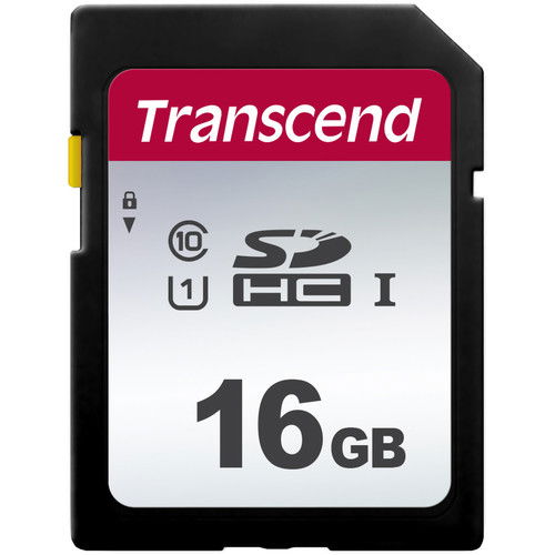 Card de memorie SD Transcend, negru cu etichetă roșie 16GB