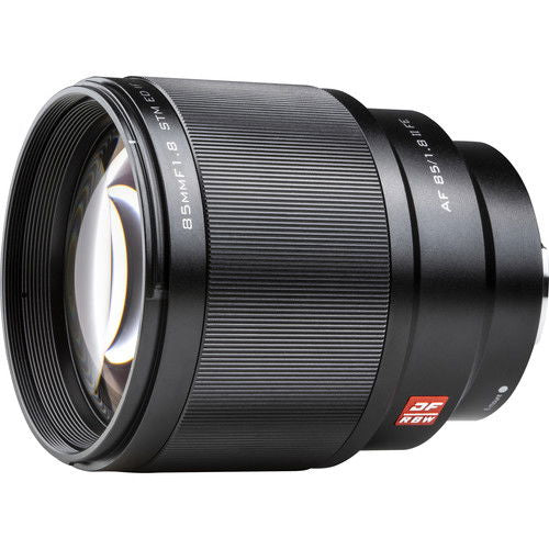 85mm f/1.8 FE II lens for Sony E, close-up of front element and hood