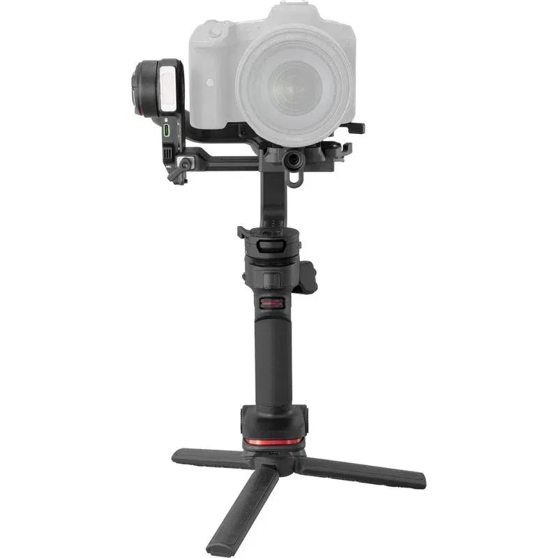 Stabilizator cu LED și microfon integrat, cameră foto albă montată