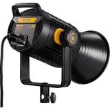 Godox UL60 black LED video light with silver reflector and yellow power switch