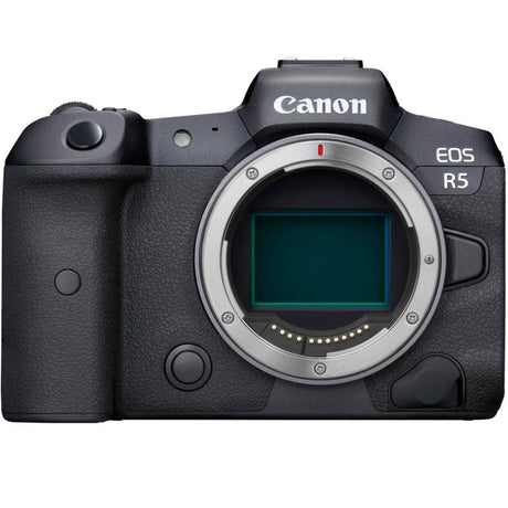 Aparat foto mirrorless Canon EOS R5, corp negru, montură cu senzor vizibil