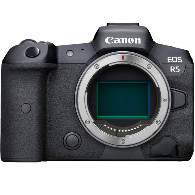 Canon EOS R5 mirrorless camera body, front view with lens mount
