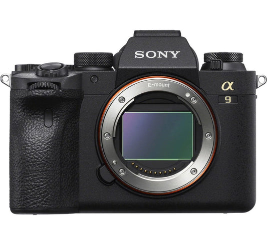 A9 Mark II mirrorless camera, E-mount lens mount and front controls, black