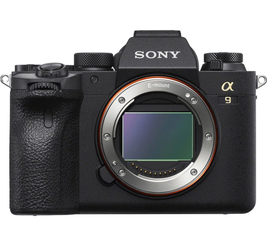 A9 Mark II mirrorless camera, E-mount lens mount and front controls, black