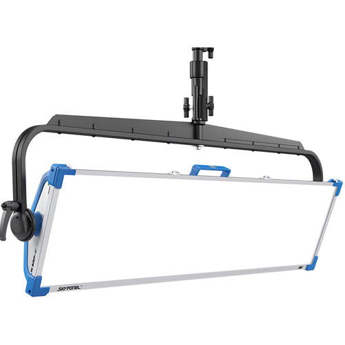 LED SkyPanel S-120C rectangular light with blue side handles and black mounting yoke