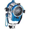 Arri Junior 300 Plus fresnel spotlight, blue housing, front hex lens