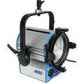Blue ARRI T2 lighting fixture with lens housing and side controls