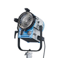 ST1 lighting fixture with open reflector grid and blue housing, front view