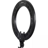 Bicolor LED ring light, black circular housing with power/control panel