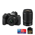 Black mirrorless camera with 16-50mm and 50-250mm VR zoom lenses
