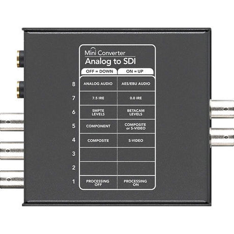 Mini Converter Analog to SDI back panel with DIP switch and input/output level settings