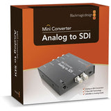 Analog to SDI Mini Converter retail box showing the device and connection labels