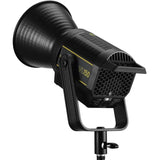 VL150 LED video light in 3/4 view, textured reflector grille and mounting handle