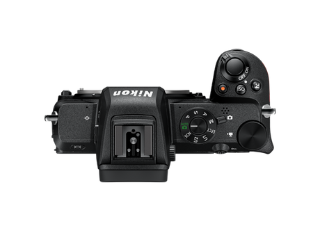 Z50 camera top view, control dials and mode switch