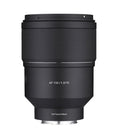 Black AF 135mm f/1.8 FE full-frame E-mount camera lens, front view