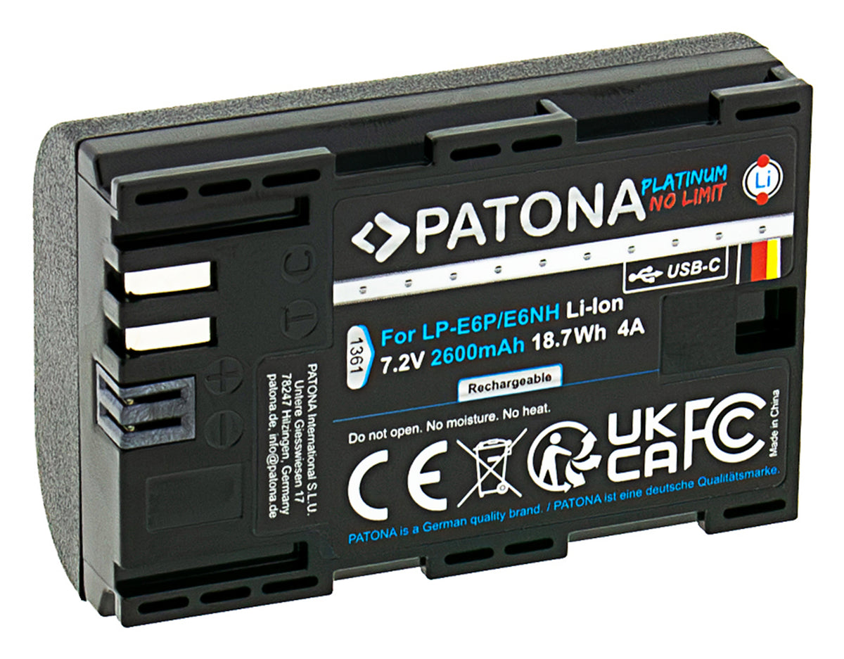 Patona Platinum LP-E6P acumulator foto, 2600 mAh, USB-C
