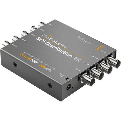 Mini SDI Distribution 4K converter with multiple SDI and SDI OUT ports, dark metal case