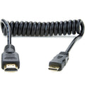 Cablu HDMI mini-HDMI spiral 30 cm, conectori mici, negru