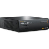 Black box optical to HDMI 12G converter with front panel indicators